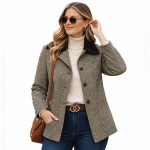 Devon Hall Brown and Cream Tweed Jacket. Vintage.